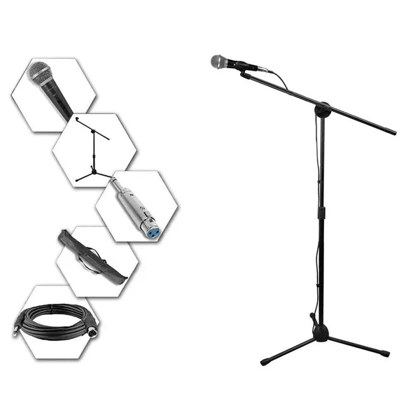 Technical Pro Microphone Starter Tripod Package with Carrying Bag XLR to XLR Cable and 1/4-Inch Adapter