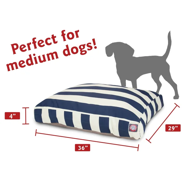 Majestic Pet Navy Blue Vertical Stripe Medium Rectangle Pet Bed