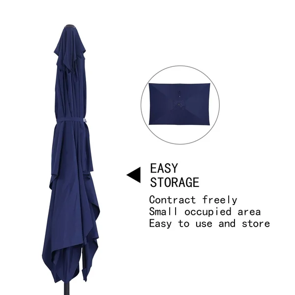 Bonosuki 10 x 6.5-Ft. Rectangular Patio Umbrella - Navy Blue