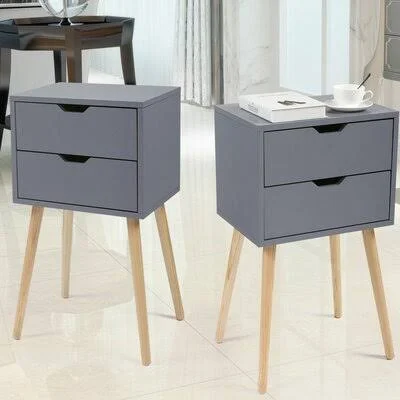 Schneck 2 Drawer Nightstand George Oliver Color: Gray
