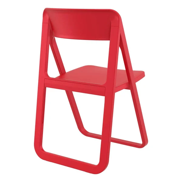 Siesta Dream Folding Outdoor Bistro Set with White Table and 2 Red Chairs
