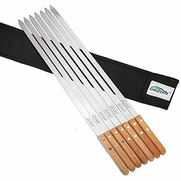 Goutime 23 x 5/8 inch Stainless Steel Shish Kabob Skewers with Bag, Set of 6