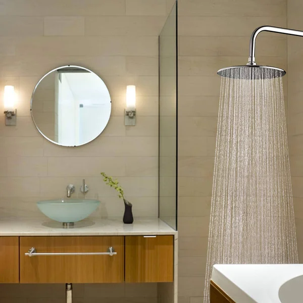 Rain Shower Head High Pressure with 10 inch Thin Plating Large Coverage Rainfall Spray Shower Relaxation and ABS Engineering Mat