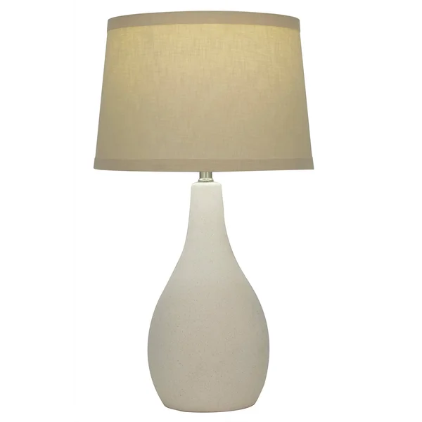 19x22 Tear Drop Textured Ceramic Table Lamp - White with Brown Shade