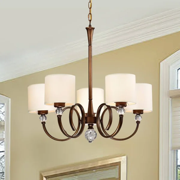 Zario Copper Painted 5-Light Chandelier with Shaded Lamps HM011/5