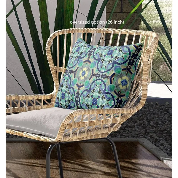 Clover Leaf Floral Broadcloth Zippered Pillow Aqua Indigo 16x22x16x22