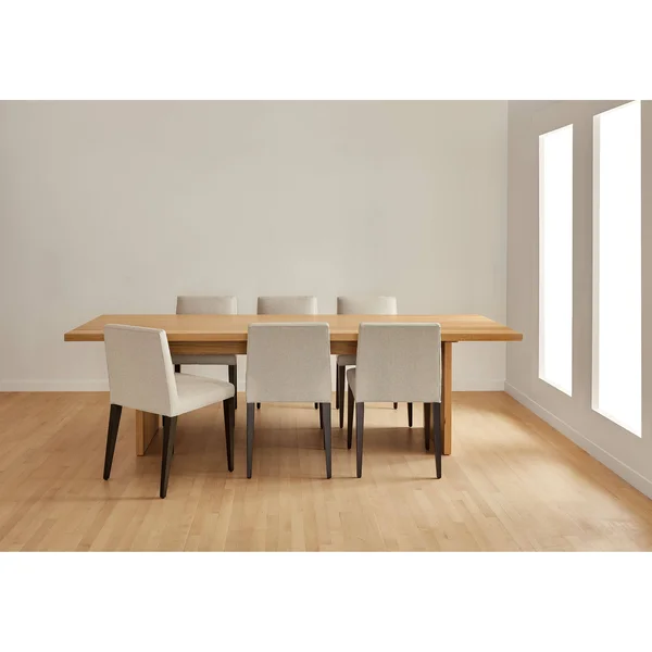Room & Board, Modern Ava Side Chair in Gino Oatmeal w/ Charcoall Legs Brown White - Fade-resistant Fabric