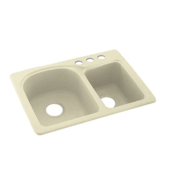 Swan KS02518DB.037-3 25x22 L x 18x22 W Double Basin Dual Mount Kitchen Sink Finish: Bone, Faucet Drillings: 3 Hole