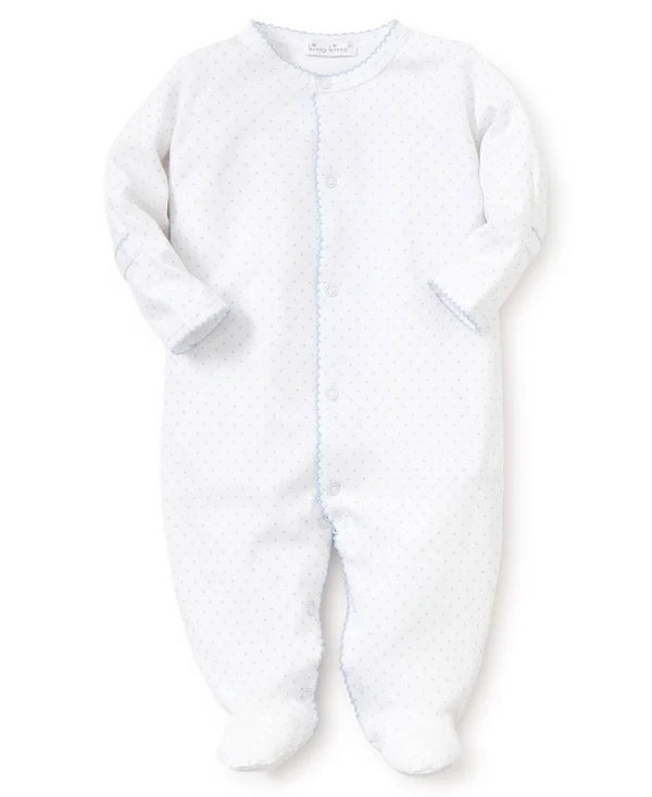 Kissy Kissy White/Blue New Kissy Dots Print Footie