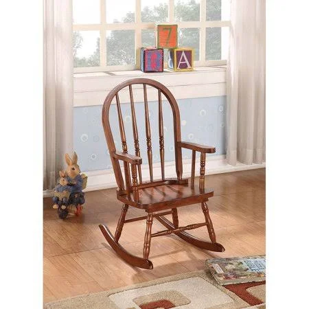 Yinkuu Chiar Kloris Youth Rocking Chair - Brown Wood Chair in Tobacco, Size: 28