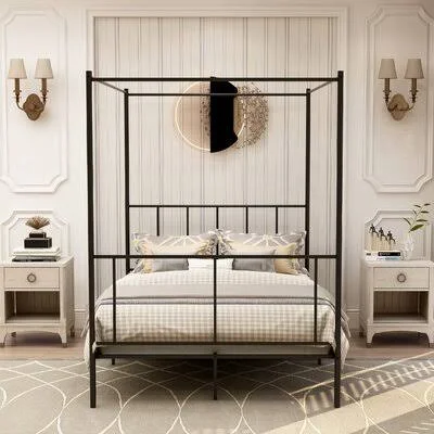 Algoma Canopy Platform Bed Zipcode Design Color: Black, Size: Full/Double