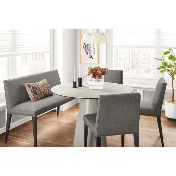 Room & Board, Modern Ava Side Chair in Gino Oatmeal w/ Charcoall Legs Brown White - Fade-resistant Fabric