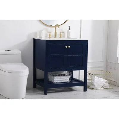 Whalton 30x22 Single Bathroom Vanity Set Beachcrest Home Base Finish: Blue, Hardware Finish: Gold