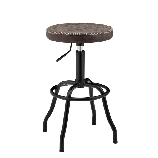 New Pacific Direct Eaton PU Leather Gaslift Backless Swivel Bar Stool - Vintage Coffee Brown