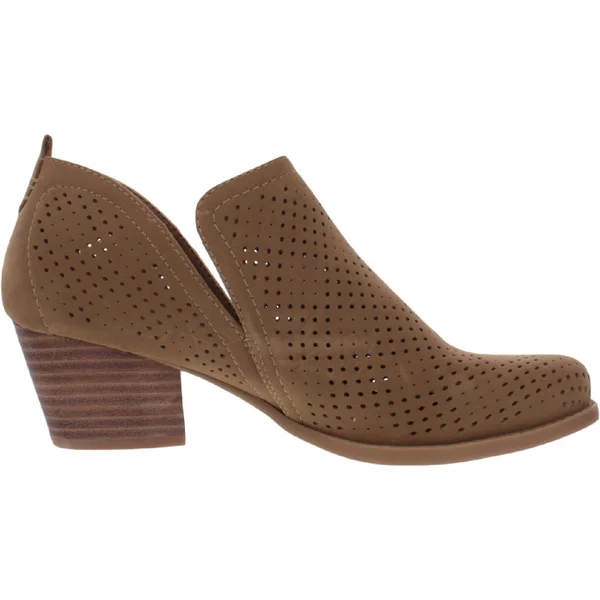 Baretraps Rizzo Womens Suede Block Heel Ankle Boots - Cognac