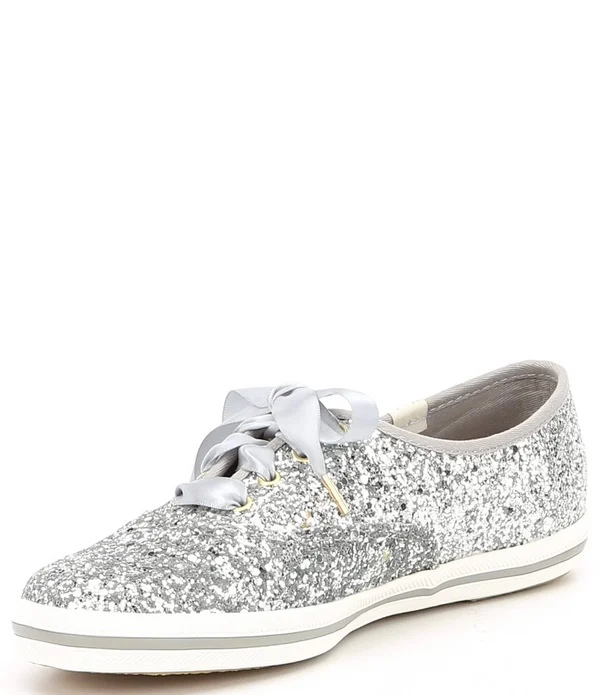 Keds x Kate Spade New York Glitter Sneakers, Platinum - Size 10