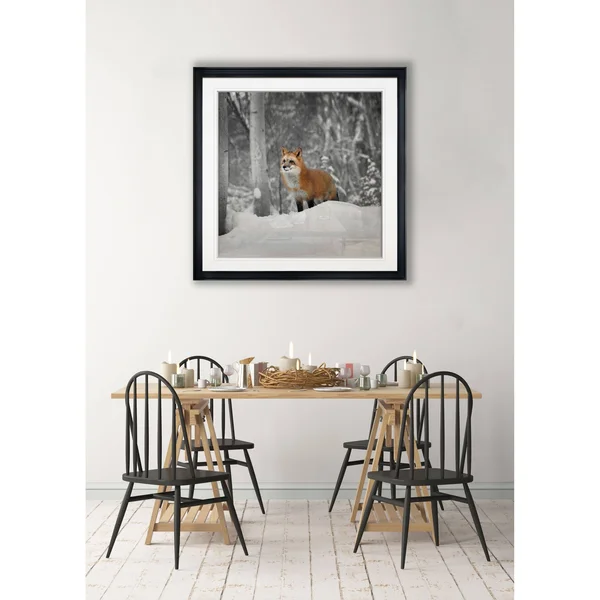 Linen Rooster I -Framed Giclee Print - 16x16