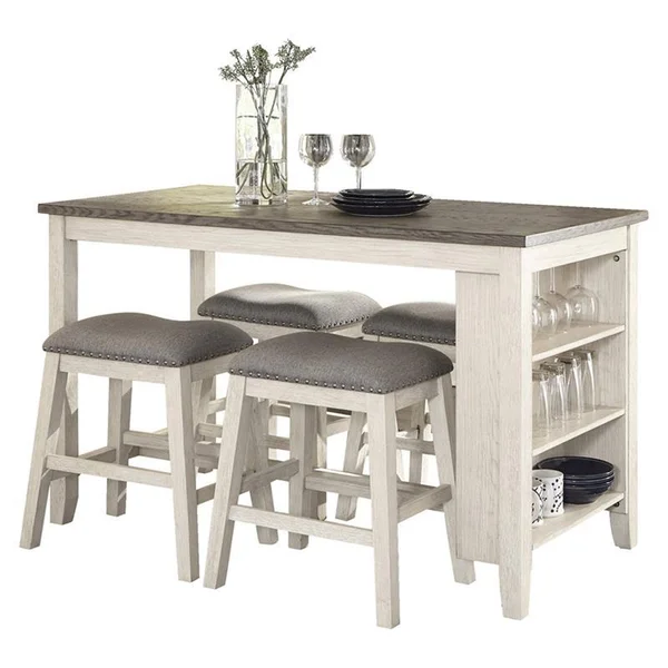 Lexicon Timbre 5-Piece 3-Shelf Wood Counter Height Dining Set in Antique White - 5603WW-36_5 - 22.5" x 7" x 8.5"