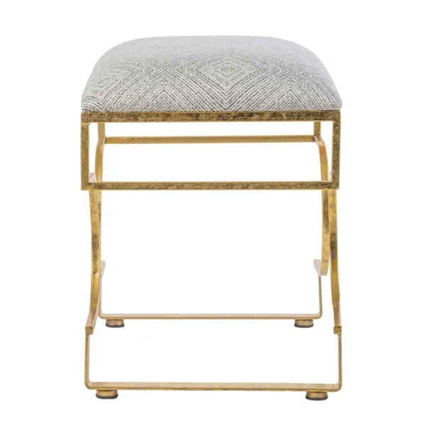 23.5x22 Gold Classic Vintage Style Upholstered Rectangular Bench