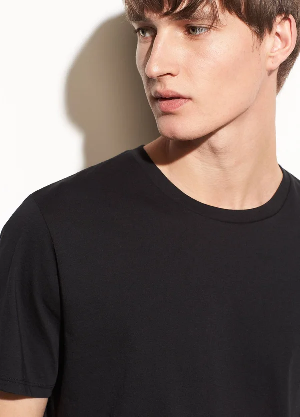 Vince Short Sleeve Pima Cotton Crew Neck Shirt - Black