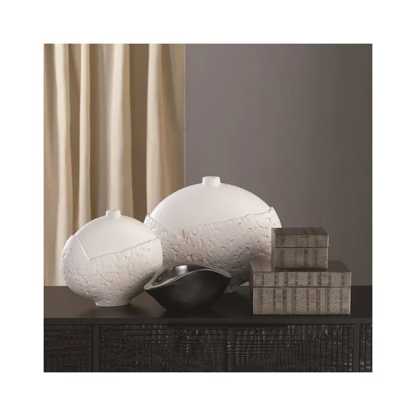 Global Views Asymmetrical Stipple Vase Matte White Large
