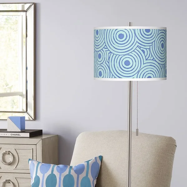 Giclee Glow Circle Daze Brushed Nickel Pull Chain Floor Lamp - Blue