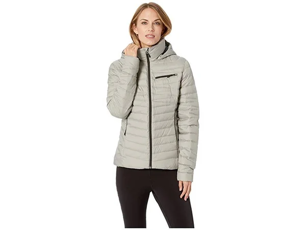 Spyder Women's Timeless Hoody Down Jacket, Alloy/Black, Small