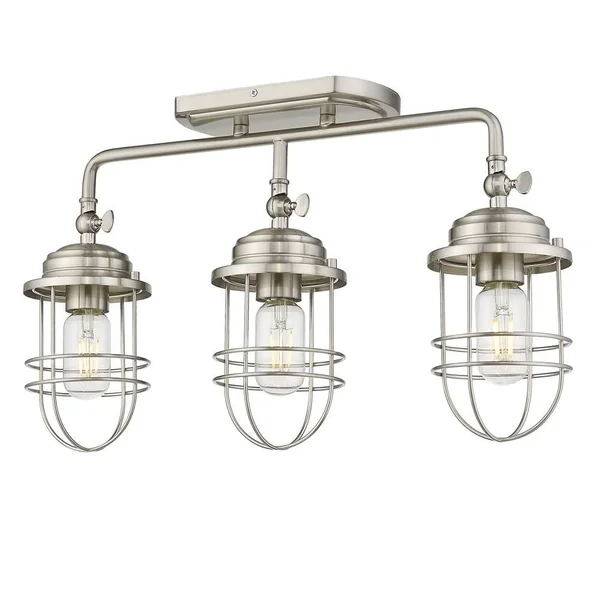 Golden Lighting 9808-LSF PW Seaport - 3 Light Semi-Flush Mount in