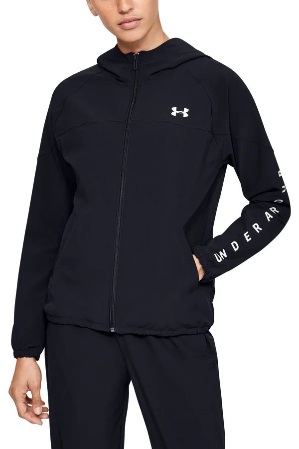 Under Armour Women's Black Woven Hooded Jacket