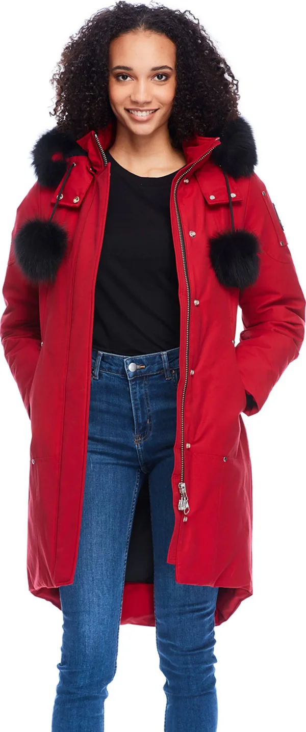 Moose Knuckles Stirling Parka - Women's-Deep Red/Black Fur-Medium