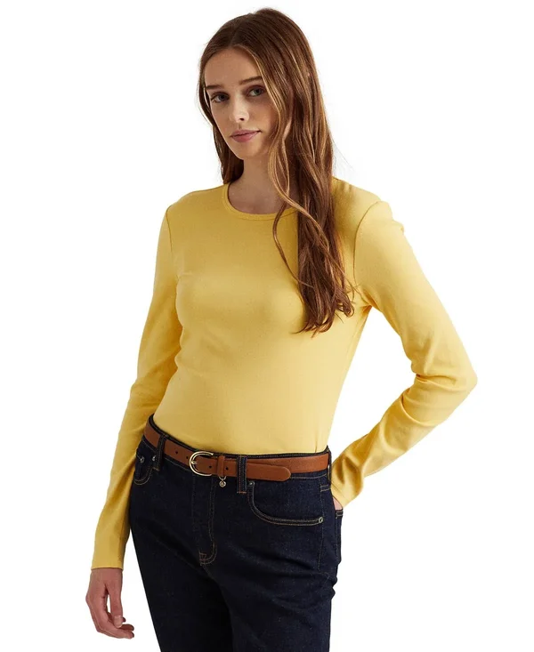 Lauren Ralph Lauren Long-Sleeve Stretch T-Shirt - Beach Yellow