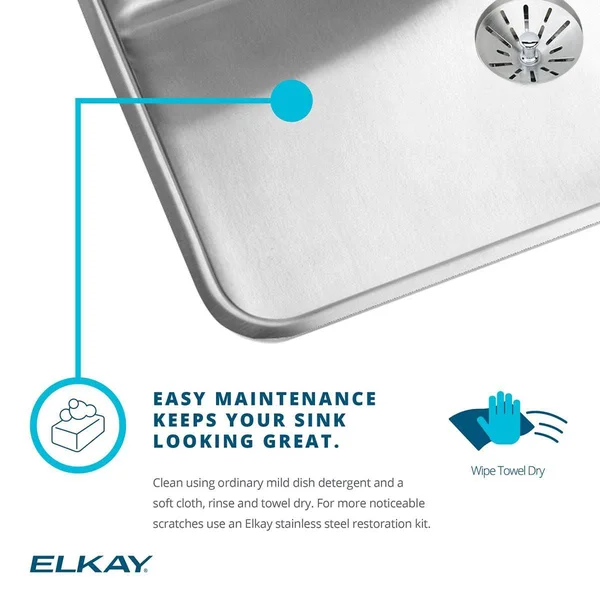 Elkay LRAD2222654 Stainless Steel Single Bowl Top Mount Kitchen Sink