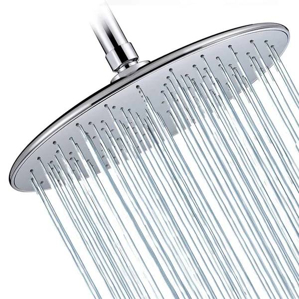 Rain Shower Head High Pressure with 10 inch Thin Plating Large Coverage Rainfall Spray Shower Relaxation and ABS Engineering Mat