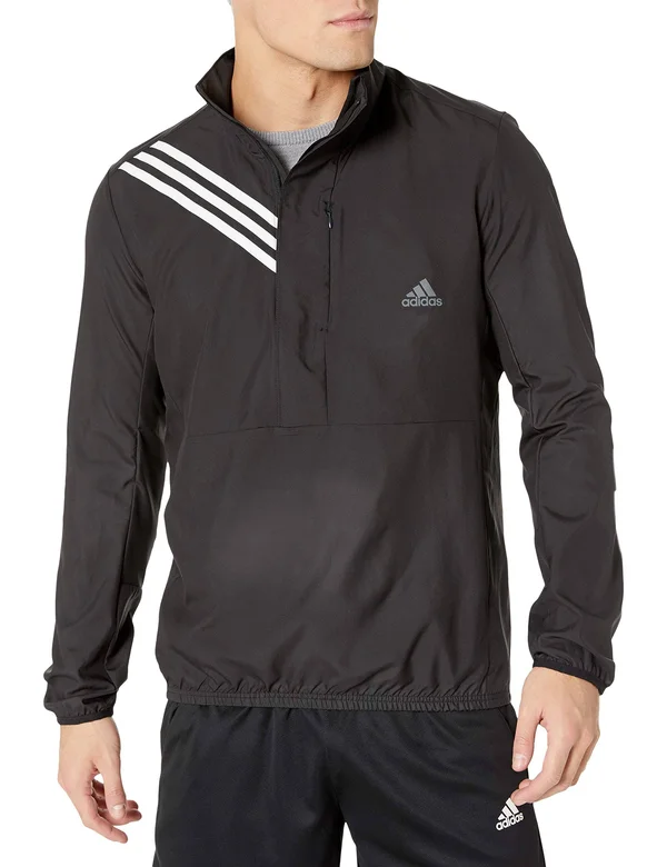 Adidas Men's Run It 3-Stripes Anorak Jacket - Black - M