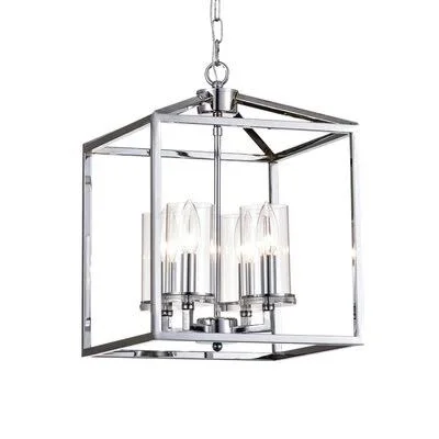 Icenhour 4 - Light Lantern Square - Rectangle Chandelier with Wrought Iron Accents Wade Logan Finish: Chrome