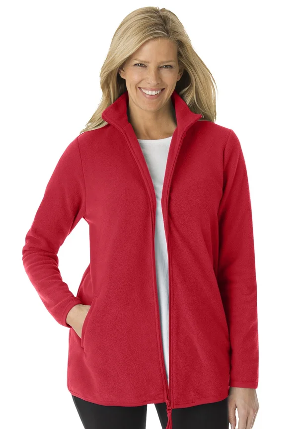 Plus Size Women's Zip-Front Microfleece Jacket by Woman Within in Classic Red (Size 4X)