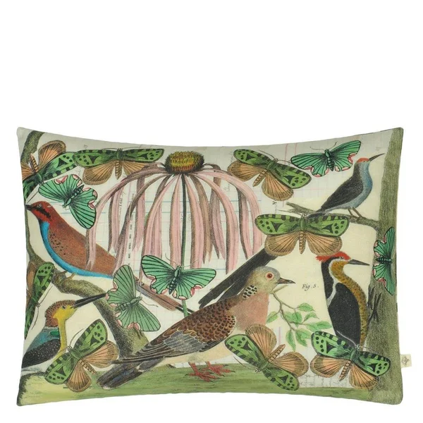 John Derian Floral Aviary Parchment Decorative Pillow