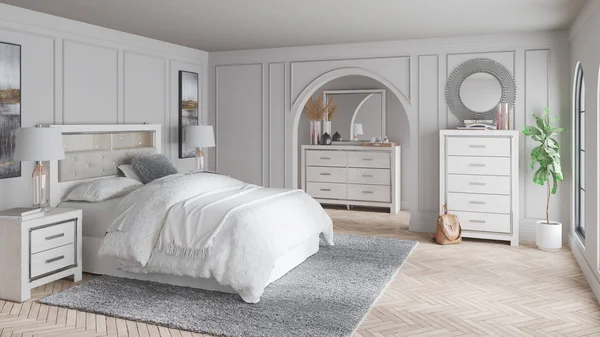 Ashley Altyra Queen Upholstered Panel Bookcase Headboard