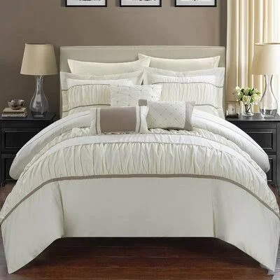 Nelia 10 Piece Comforter Set Astoria Grand Size: Queen Comforter + 9 Additional Pieces, Color: Beige