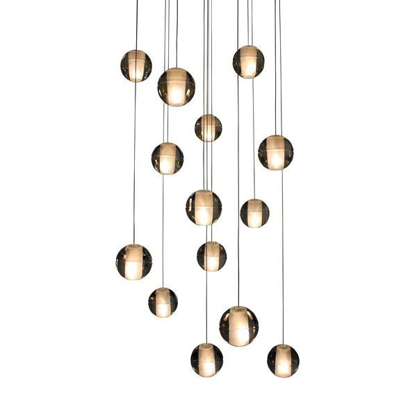 Orion 14 Light Floating Glass Globe LED Chandelier - Oil Rubbed Bronze