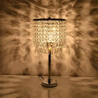 Crystal Table Lamp Elegant Decorative Desk Lamp with Crystal Shade House of Hampton