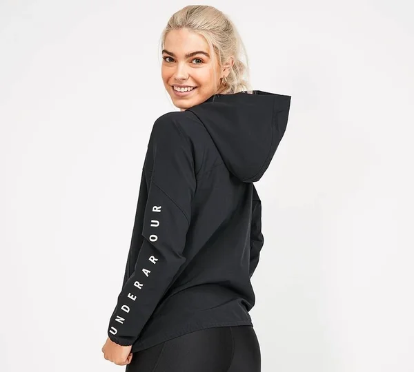 Under Armour Women's Black Woven Hooded Jacket
