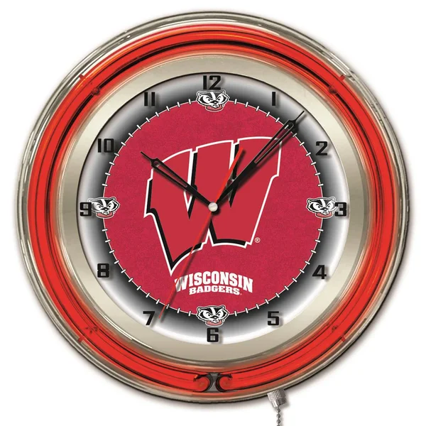 Holland Bar Stool Wisconsin W 19x22 Neon Clock