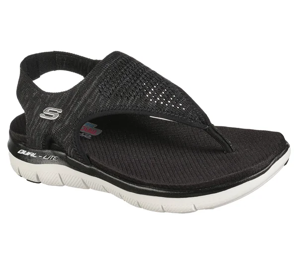 Skechers Women's Flex Appeal 2.0 - Spring Motion 2 Sandals, Black, 5.0