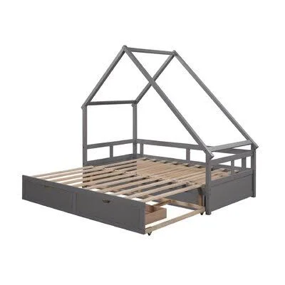 Derek Twin Size Extending Daybed with Two Drawers Isabelle & Max Color: Gray