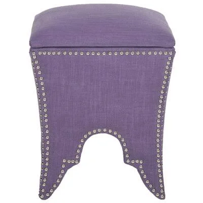 Square Storage Ottoman House of Hampton Upholstery Color: Lavender - Nailhead Detail: Silver