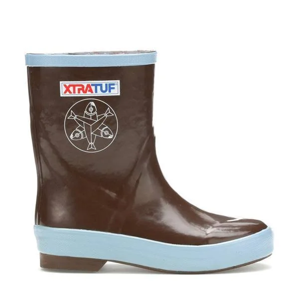 Salmon Sister Little Kid 8 in Legacy Boot by Xtratuf USA 100% Dry - in Chocolate with Whale Print, Rubber/Neoprene