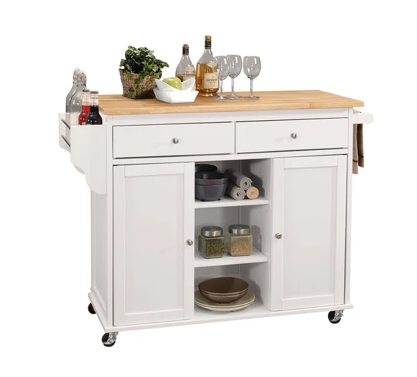 47x22 x 18x22 x 34x22 Natural and White Kitchen Island