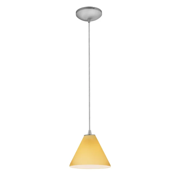 Access 28004-2C-BS-AMB Tali Brushed Steel Oriental Glass Pendant