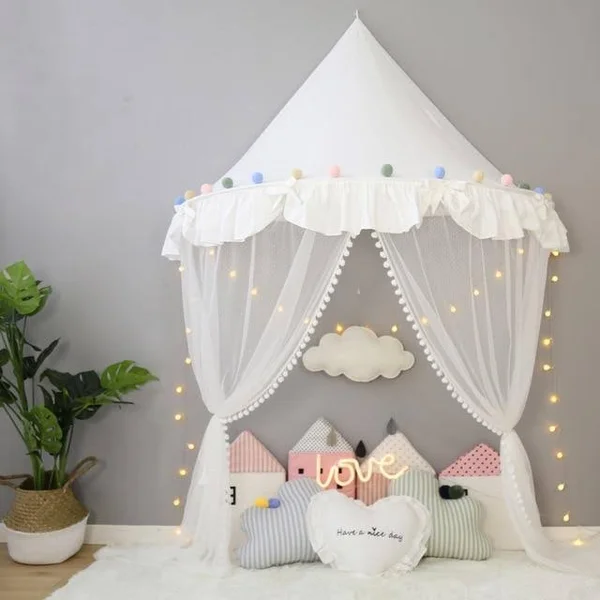 Cotton Foldable Tent Canopy Bed - Curtain Baby Crib Netting, Room Decoration